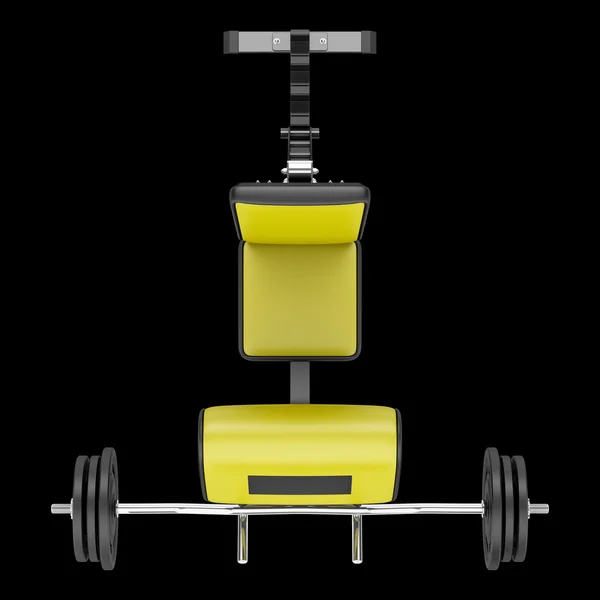 Spor kol curl tezgah üzerinde siyah ba izole barbell ile Üstten Görünüm — Stok fotoğraf
