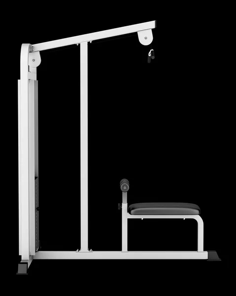 Gym pull-down machine isolated on black background — Stock Photo, Image