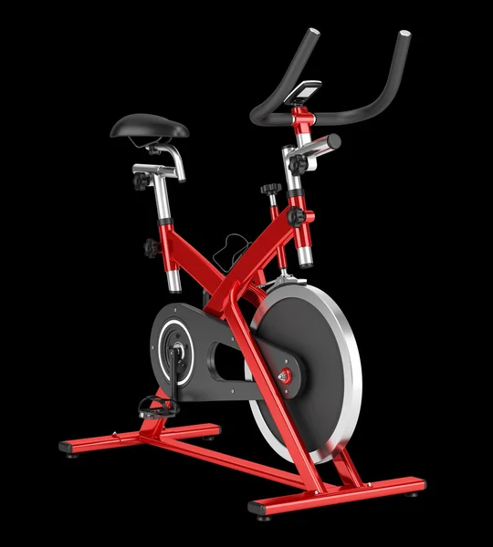 Stationary exercise bike isolated on black background — Stock Photo, Image