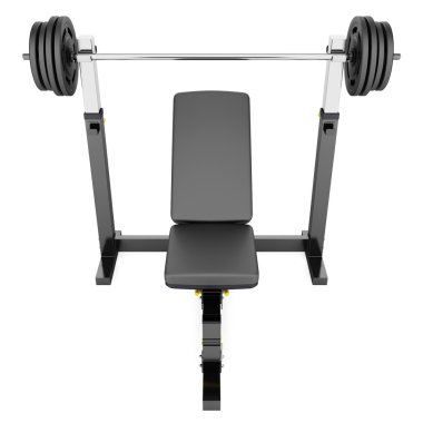 spor salonu ayarlanabilir ağırlık tezgah üzerinde beyaz backg izole barbell ile