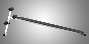 Karın spor salonu tezgah üzerinde gri arka plan izole