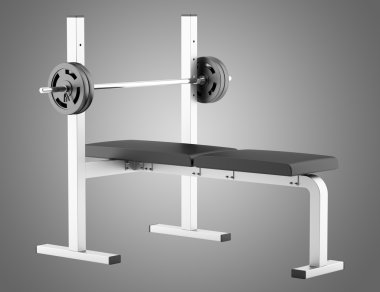 spor salonu düz ağırlık bench halter gri arka plan üzerinde izole ile