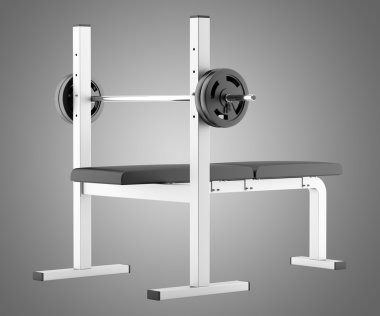 spor salonu düz ağırlık bench halter gri arka plan üzerinde izole ile