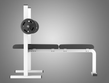 spor salonu düz ağırlık bench halter gri arka plan üzerinde izole ile