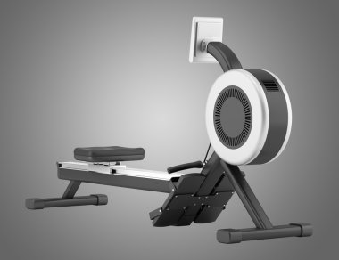 gri arka plan üzerinde izole jimnastik salonu kürek makine