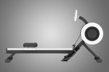 gri arka plan üzerinde izole jimnastik salonu kürek makine