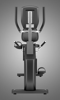 sabit egzersiz yatay bisiklet üzerinde gri arka plan izole