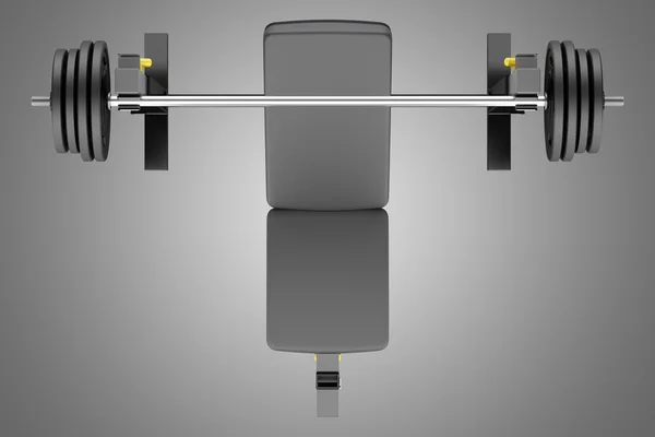 Top view of gym adjustable weight bench with barbell isolated on — Stock Photo, Image