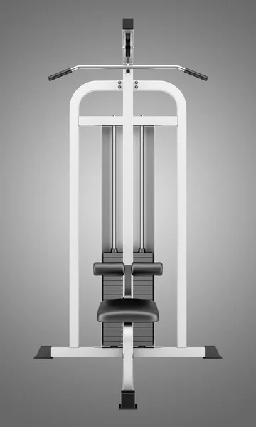 회색 배경에 고립 된 체육관 풀 다운 머신 — 스톡 사진