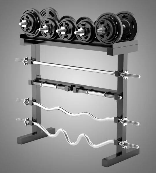 Gym weight rack isolated on gray background — Stock Photo, Image