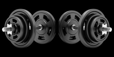 İki dambıl siyah arka plan üzerine izole