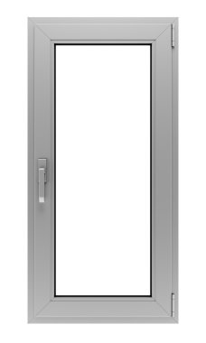 Beyaz arka plan üzerinde izole gri metalik pencere