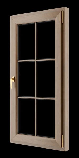 Brown wooden window isolated on black background — Stock Photo, Image