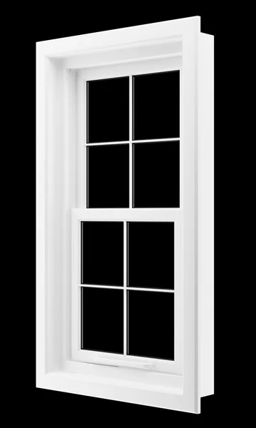 Okno, izolované na černém pozadí — Stock fotografie