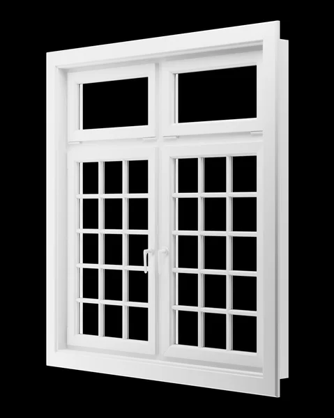 Fenster isoliert auf schwarzem Hintergrund — Stockfoto