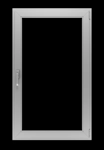 Сіре металеве вікно ізольоване на чорному фоні — стокове фото