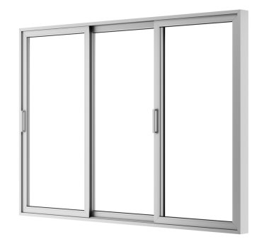 Beyaz arka plan üzerinde izole gri metalik pencere