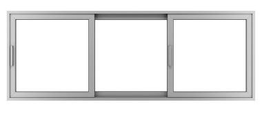 Beyaz arka plan üzerinde izole gri metalik pencere