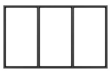 Beyaz arka plan üzerinde izole siyah metalik pencere