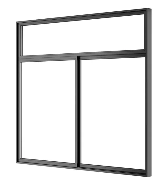 Zwart metallic venster geïsoleerd op witte achtergrond — Stockfoto