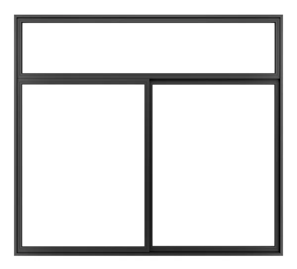 Czarne okno metalicznej na białym tle — Zdjęcie stockowe
