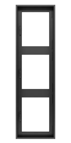 Schwarzes metallisches Fenster isoliert auf weißem Hintergrund — Stockfoto