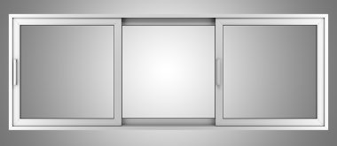 gri metalik pencere gri arka plan üzerinde izole