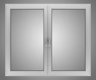 gri metalik pencere gri arka plan üzerinde izole