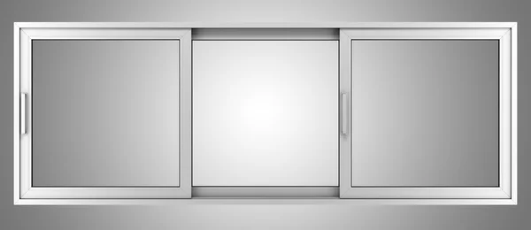 Gray metallic window isolated on gray background — Stock Photo, Image