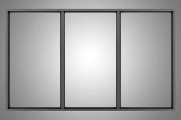 Fekete fém ablak elszigetelt szürke háttér — Stock Fotó