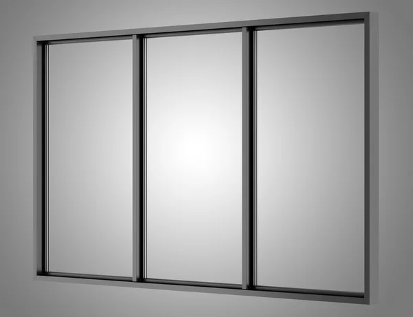 Чорне металеве вікно ізольоване на сірому фоні — стокове фото
