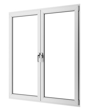 Beyaz arka plan üzerinde izole gri metalik pencere