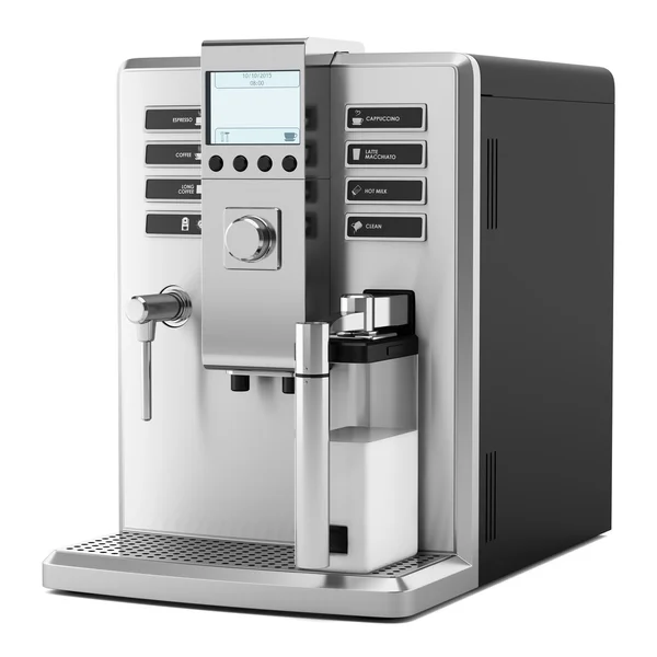 Máquina de café moderna isolada no fundo branco — Fotografia de Stock