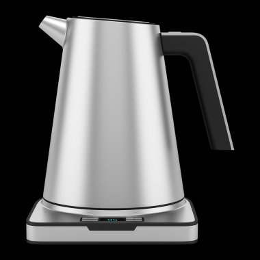 siyah arka plan üzerine izole gri elektrikli su ısıtıcısı