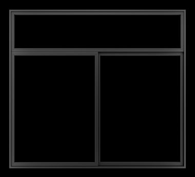 izole siyah arka plan üzerine siyah metalik pencere