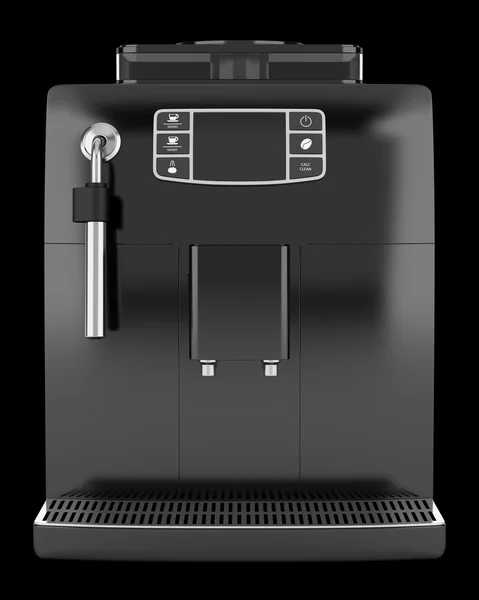 Black coffee machine isolated on black background — Stock Photo, Image