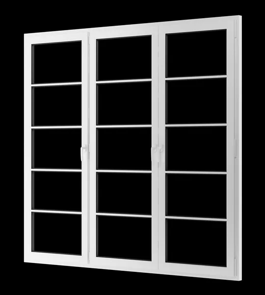 Okno na białym tle na czarnym tle — Zdjęcie stockowe