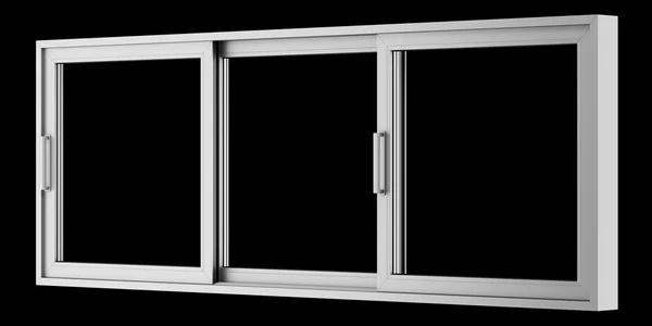 Gray metallic window isolated on black background — Stock Photo, Image