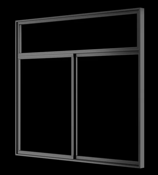孤立在黑色背景上的黑色金属窗口 — 图库照片