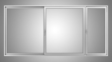 gri metalik pencere gri arka plan üzerinde izole