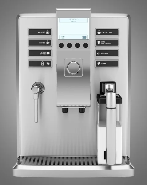 Modern coffee machine isolated on gray background — Stock Photo, Image