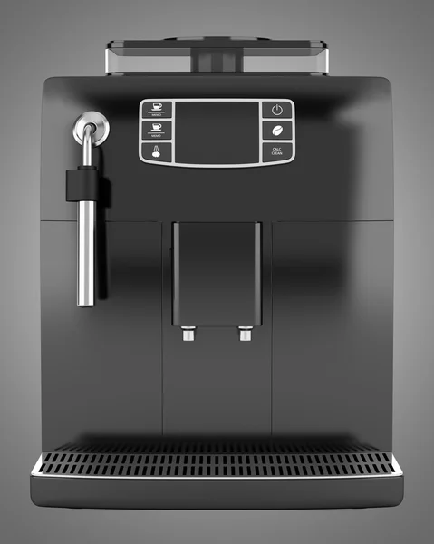 Zwarte koffiemachine geïsoleerd op grijze achtergrond — Stockfoto