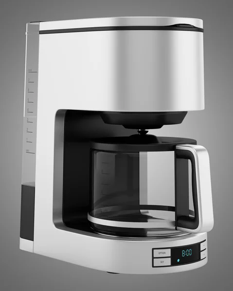 회색 배경에 고립 된 물방울 커피 머신 — 스톡 사진