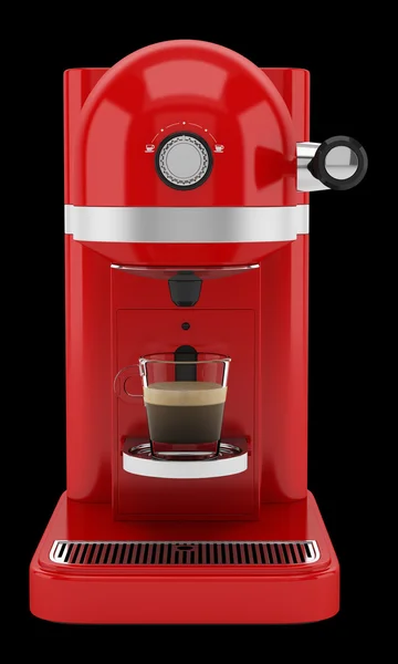 검은색에 고립 빨간 커피 기계 — 스톡 사진