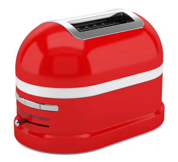 孤立在白色背景上的红色烤面包机 — 图库照片