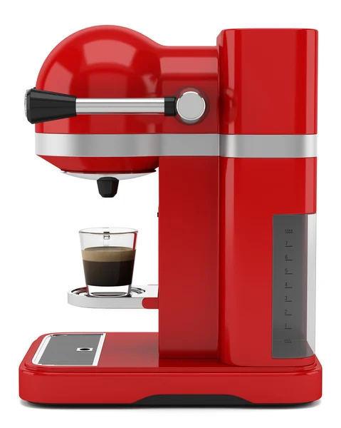 Red coffee machine isolated on white background — Stock Photo, Image