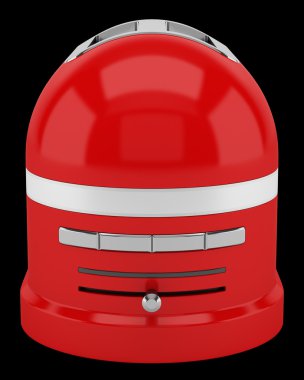 siyah arka plan üzerine izole kırmızı ekmek kızartma makinesi