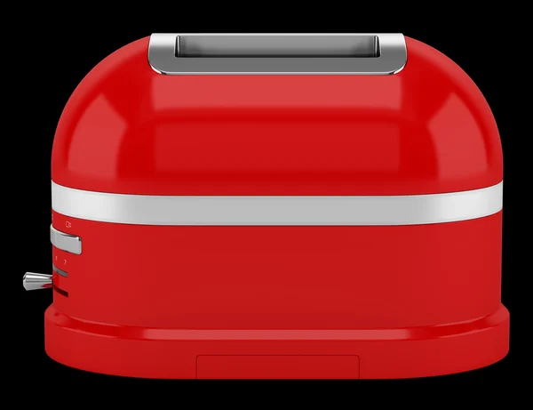 Roter Toaster isoliert auf schwarzem Hintergrund — Stockfoto