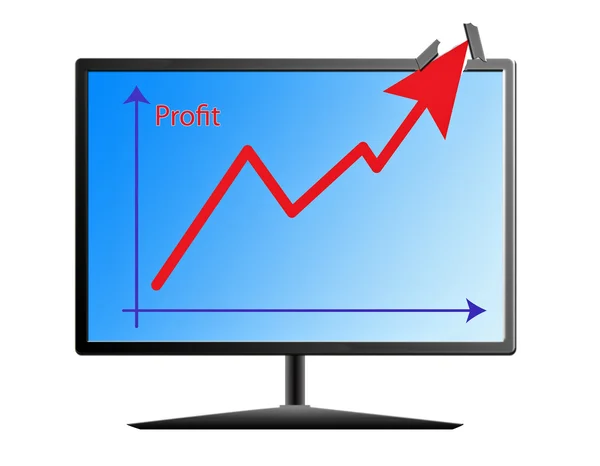 Gráfico de lucro no monitor — Fotografia de Stock