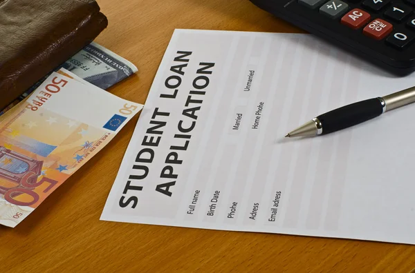 student loan application lying on the table